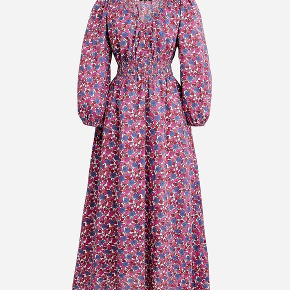 J. Crew Dresses & Skirts - J. Crew V-neck midi dress in berry floral (red, blue, pink, white)